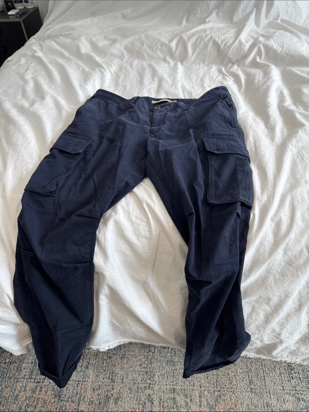 Incotex Navy Cargo Trousers with Utility Pockets,runs 1 size small